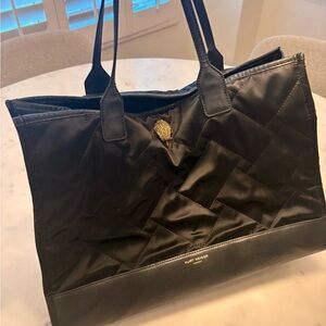 Kurt Geiger Black Quilted Tote with Gold Bird Accent
